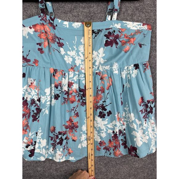 Torrid Babydoll Belinda Floral Still Water Squar Neck Tank Top Size 00 - Picture 3 of 8
